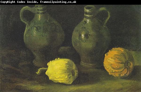 Vincent Van Gogh Still life with two jugs and pumpkins